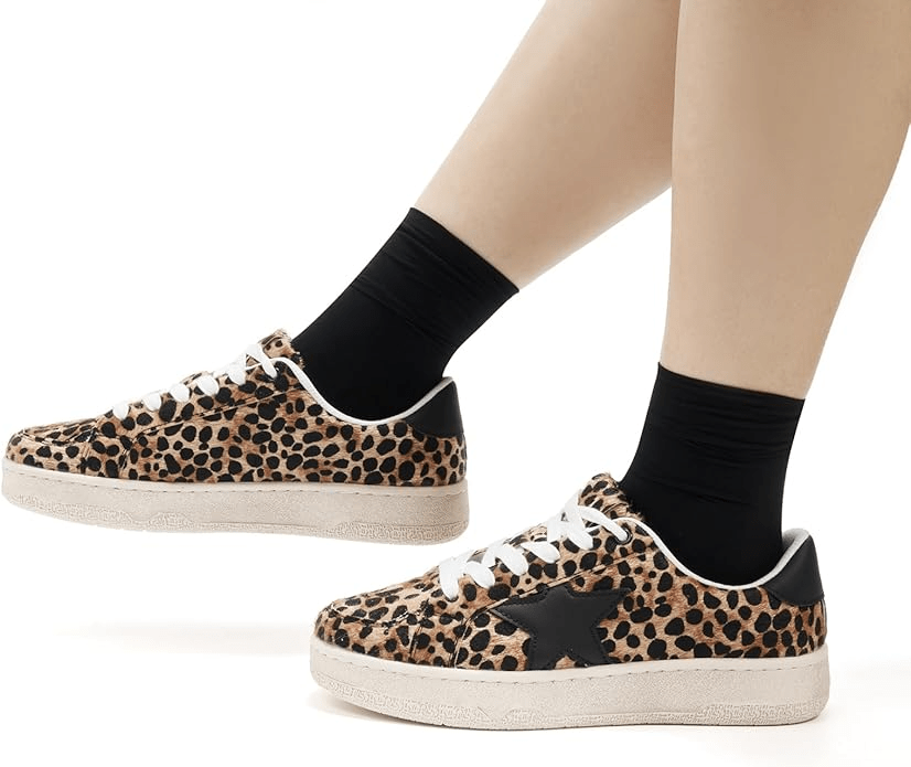 Leopard print platform sneakers